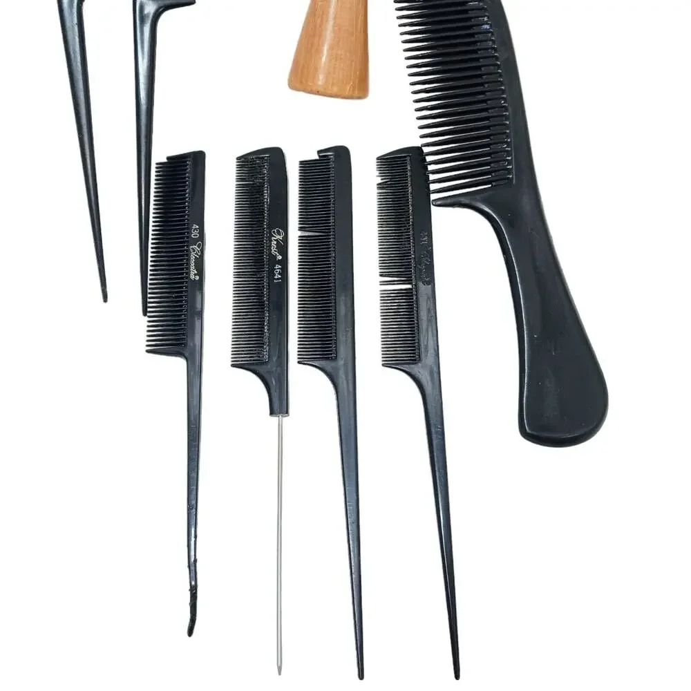 Professional Hair Salon 7 Combs Horsehair Barber Hair Dusting Shaving Brush VNT